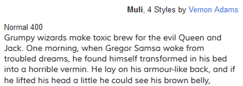 paragraph sample using Muli font