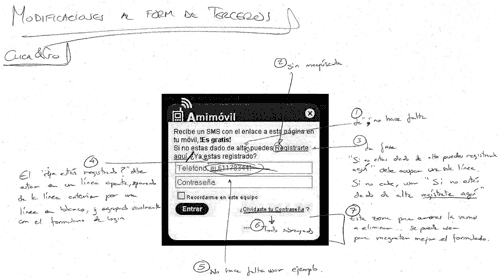 Screen capture of Amimovil dialog, with hand-drawn annotations