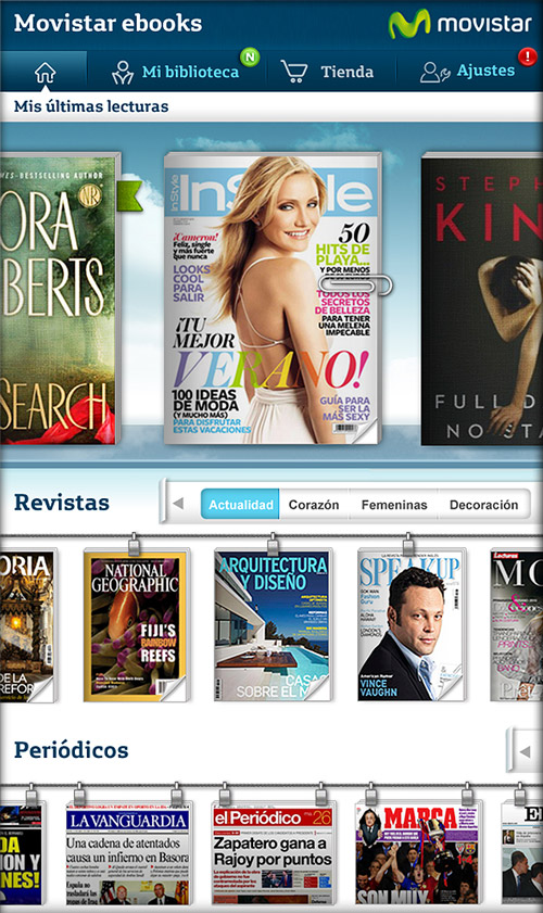 mock-up for tablet version of the eBooks application