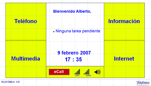 Wireframe for eCar's home screen, created with Illustrator using boxes, labels and a few icons