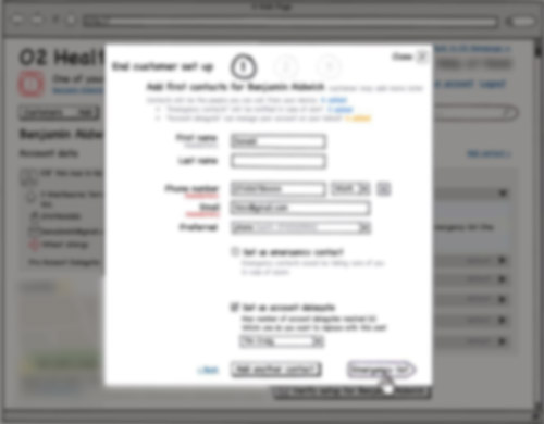 blurred Balsamiq wireframe showing a web form