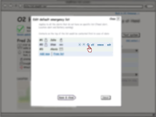 blurred Balsamiq wireframe showing a contextual menu for an element in a table