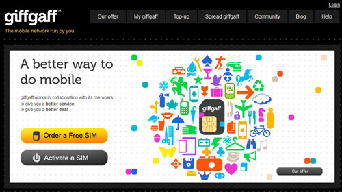 current Giffgaff home page