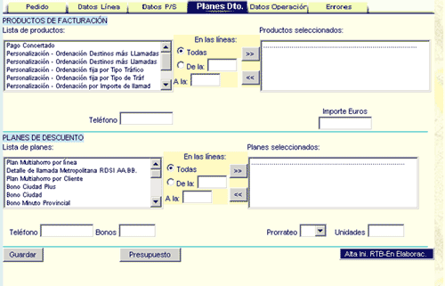 Image of Odin's web portal interface, including tabs, radio buttons, combos...