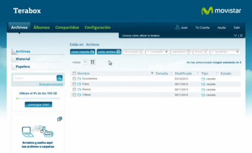Terabox web application current interface