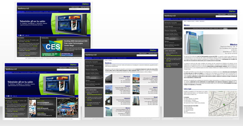 composition of mock-ups showing different pages in the new Telefónica I+D site